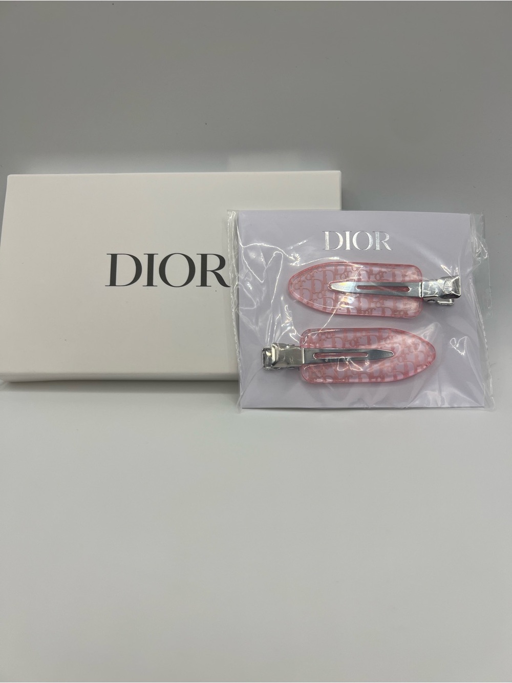 Dior Pink Monogram Resin Hair Clips - Pair